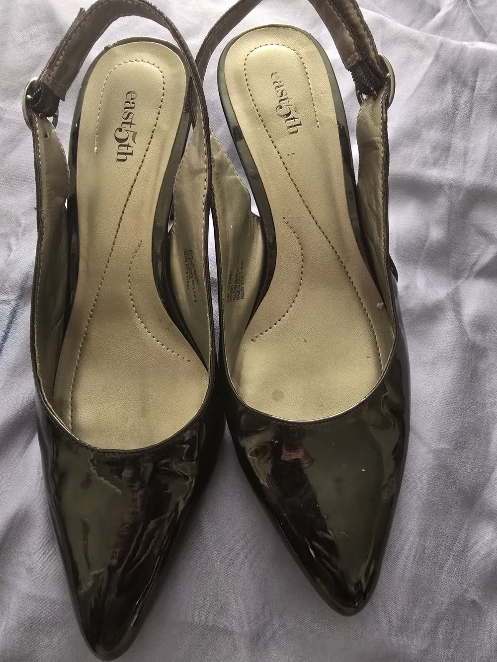 East 5th Black Pointed-Toe Slingback Heels - Picture 3 of 4